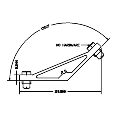 40-570-1 MODULAR SOLUTIONS ANGLE BRACKET 45MM WIDE 135 DEGREES